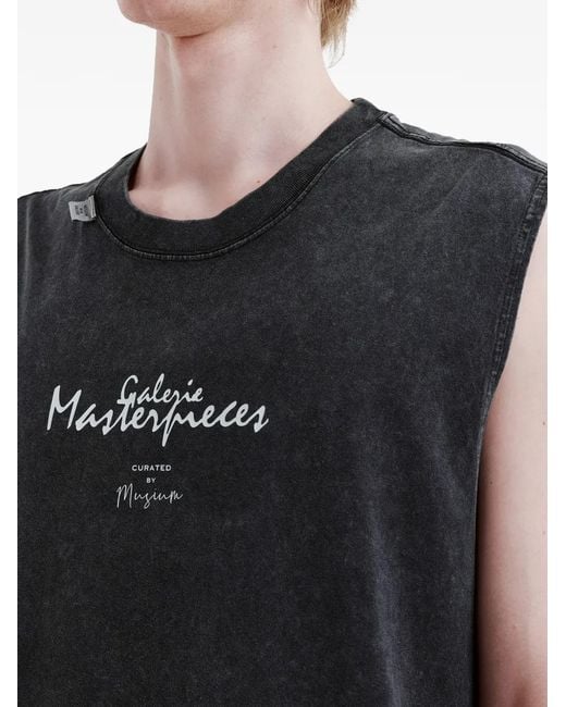 Musium Div. Black Graphic-Print Sleeveless T-Shirt for men
