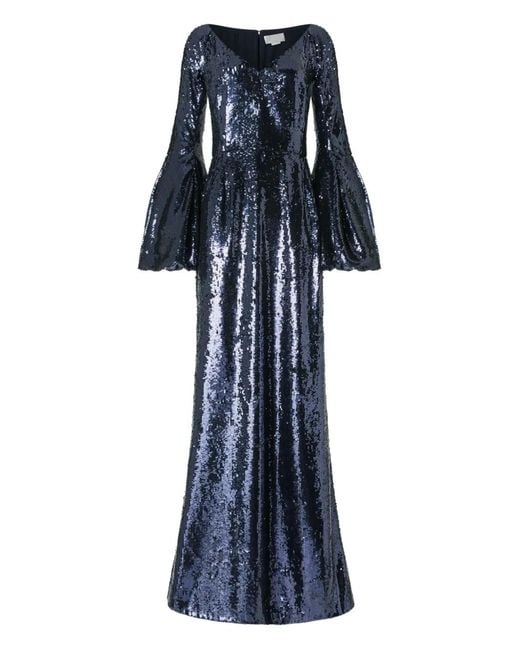 Genny Jurk Met Pailletten En Klokmouwen in het Blue