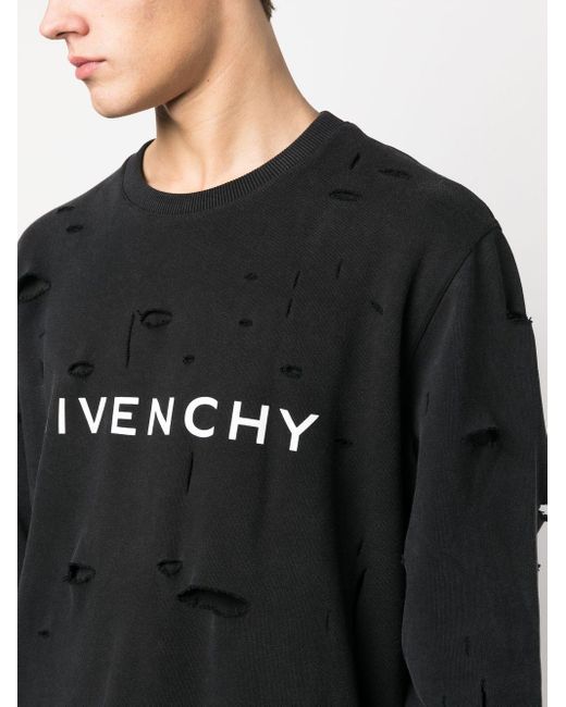 Sudadera con efecto envejecido y logo Givenchy de hombre de color Black