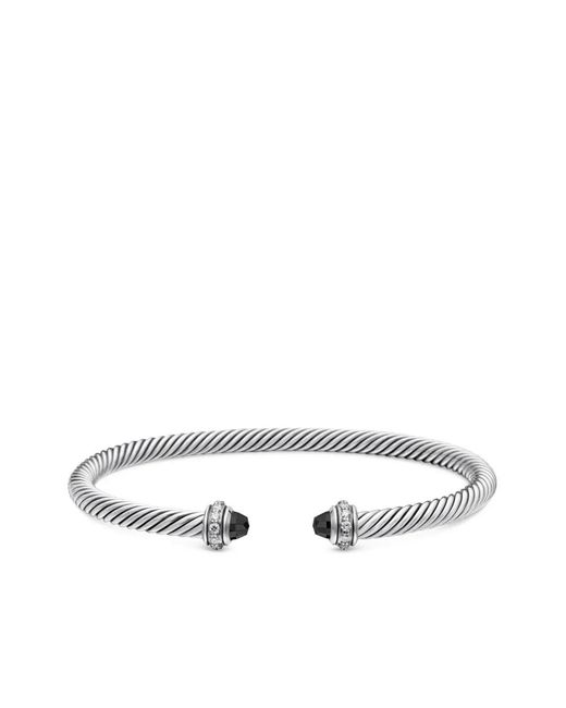 David Yurman White Sterling Classic Cable Diamond Bracelet (4Mm)