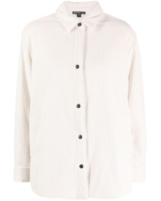 James Perse White Drop-shoulder Corduroy Shirt Jacket