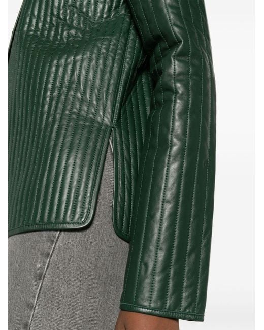 Totême  Green Linear-quilted Leather Jacket