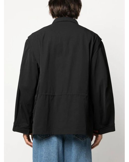 424 Black Asymmetric Logo-Patch Shirt Jacket for men