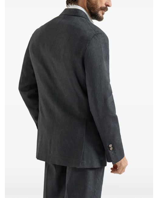 Brunello Cucinelli Blue Chevron Deconstructed Blazer for men
