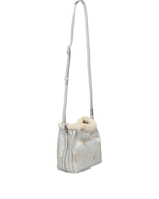 Gucci White Small Gg Emblem Bucket Bag
