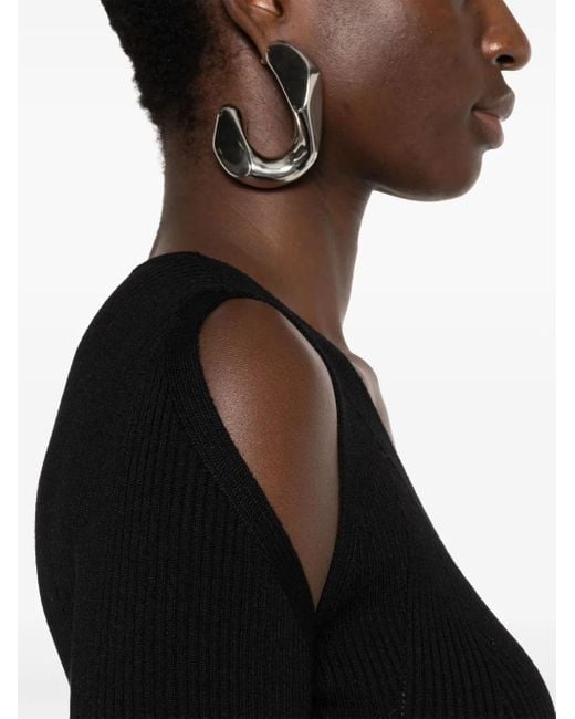 McQueen Black Fitted Ribbed Wool Sweater With Cut-Out Detail
