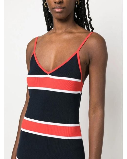 Love Moschino Red Striped Ribbed Dress
