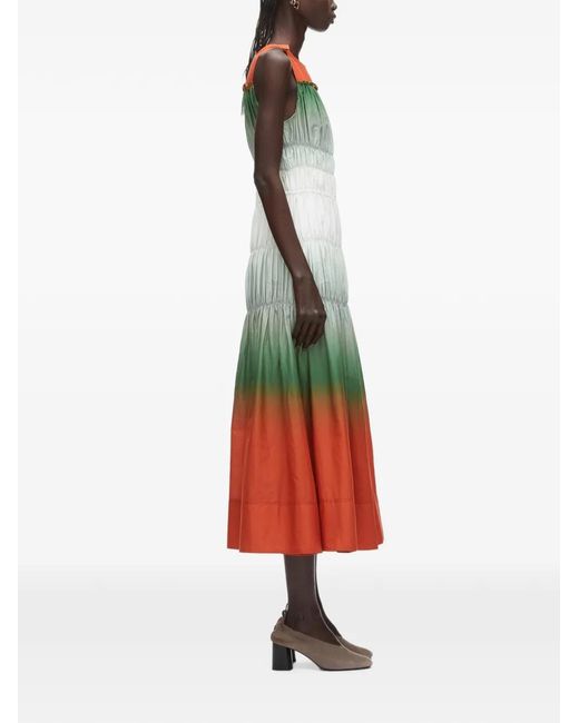 3.1 Phillip Lim Green Ombré Voile Gathered Midi Dress