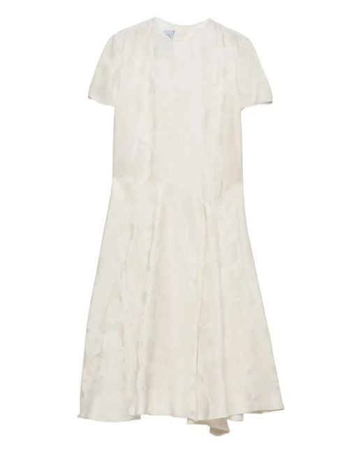 Prada White Jacquard Floral Midi Dress
