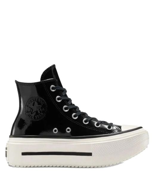 Converse Black Leather Platform Sneakers