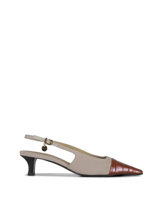 Tod's Natural Slingback Croc-Effect Canvas Pumps
