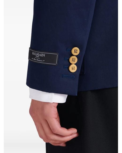 Balmain Blue Twill Two-Button Blazer for men