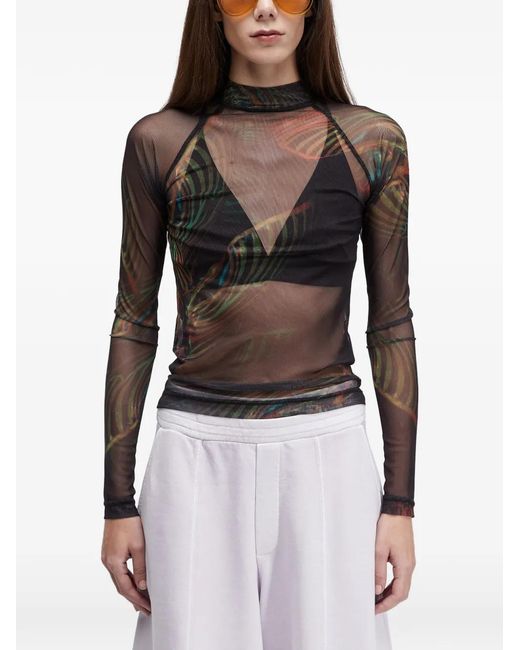 Osklen Black Patterned Tulle Blouse