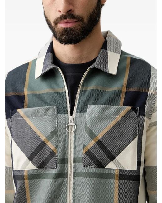 Barbour Gray Etterick Tartan-Print Zip-Up Overshirt for men