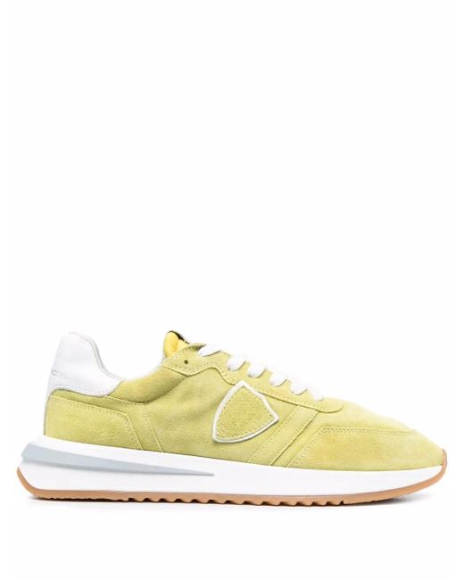 Philippe Model Yellow Panelled Low-Top Suede Sneakers