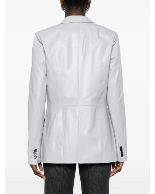 Desa Nineteenseventytwo Gray Flap Leather Blazer