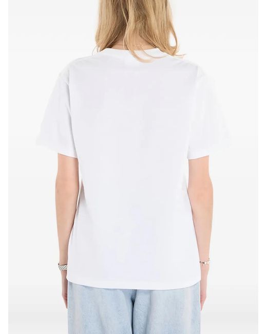 A Bathing Ape White College Logo-Print T-Shirt