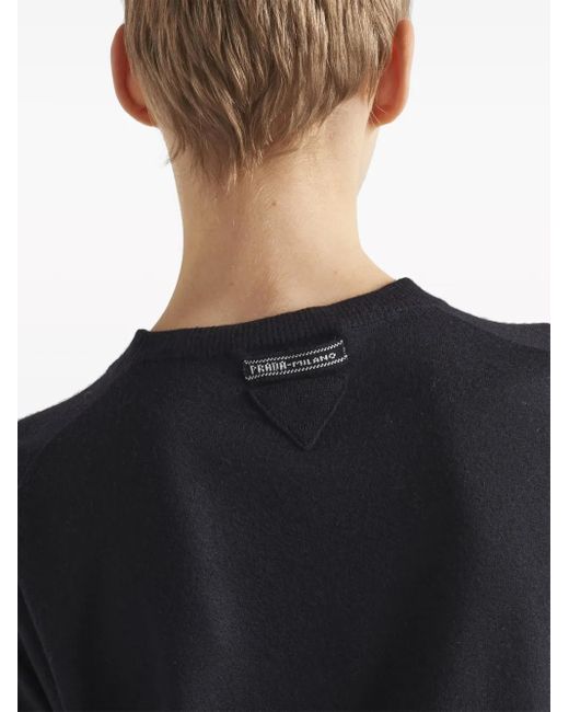 Prada Black Triangle-Logo Cashmere Knitted Top