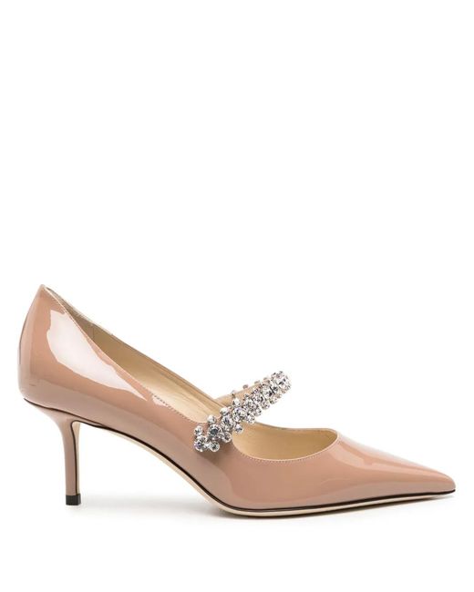 Jimmy Choo Pink Bing 65 Crystal-Embellished Patent-Leather Pumps