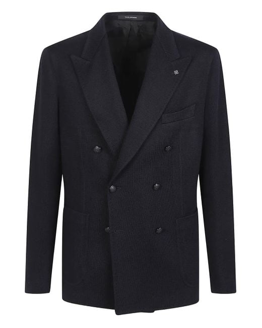 Tagliatore Blue Double-Breasted Jacket for men