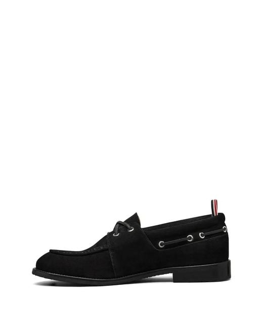 Thom Browne Black Suede Boat Shoes for men