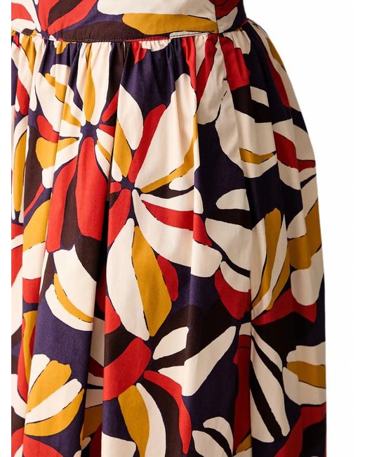 Benetton Purple Floral-Print Pleated Midi Skirt