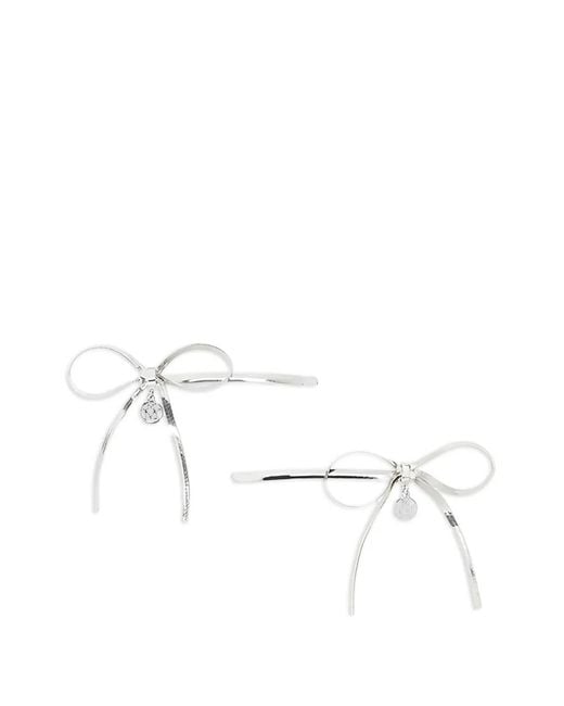 Maison Michel White Bow-Embellished Hair Slides