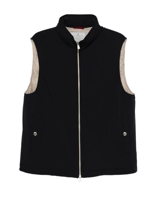 Brunello Cucinelli Black Zip-Fastening Sleeveless Vest for men