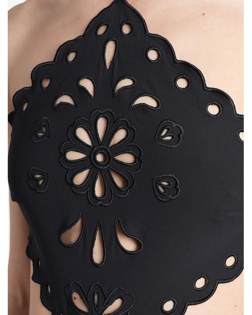 Cult Gaia Blue Laidie Cut-Out Scalloped-Edge Swimsuit