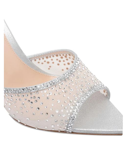 Mules Con Cristalli 85Mm di Gianvito Rossi in White