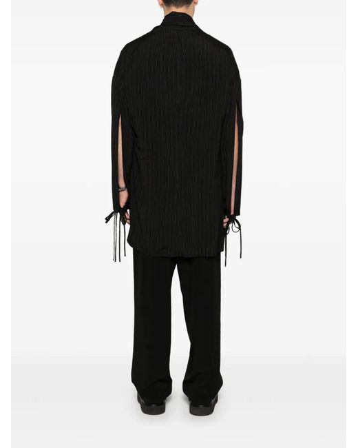 Yohji Yamamoto Black Veste Rayée À Lien De Resserrage Aux Poignets for men