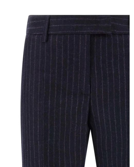 Alberto Biani Blue Franca Pinstripe Wool Trousers