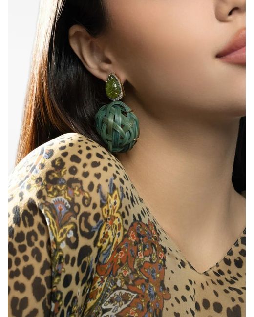 Silvia Furmanovich Green Peridot Tsavorite Bamboo Earrings