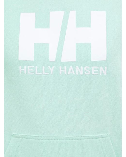 Helly Hansen Green Logo-Print Pouch-Pocket Hoodie