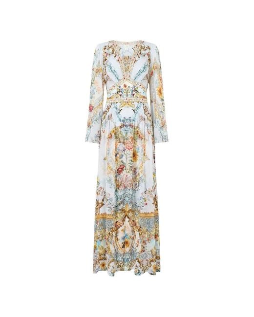 Camilla White Seville V-Neck Floral Print Dress