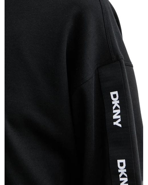 DKNY Black Logo-Tape Quarter-Zip Sweatshirt