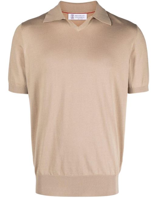 Brunello Cucinelli Natural Cooton Polo Shirt for men