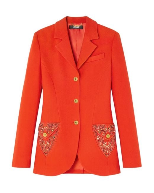 Versace Red Crystal-Embellished Blazer