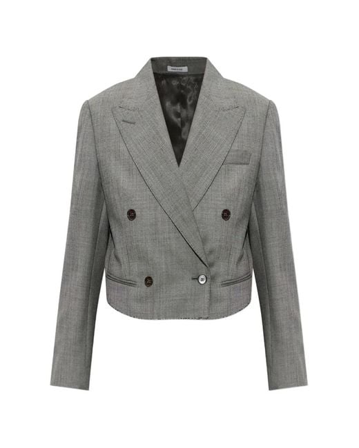 McQueen Gray Double-Breasted Cropped Blazer