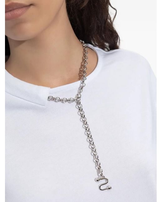 Sportmax White Chain-Detail Cotton T-Shirt
