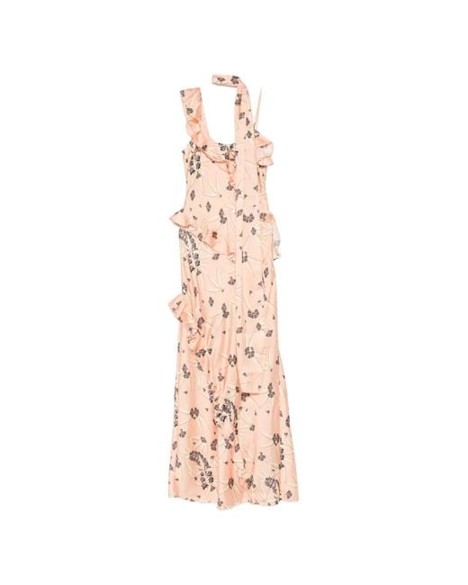 Siedres White Monica Ruffled Floral Maxi Dress