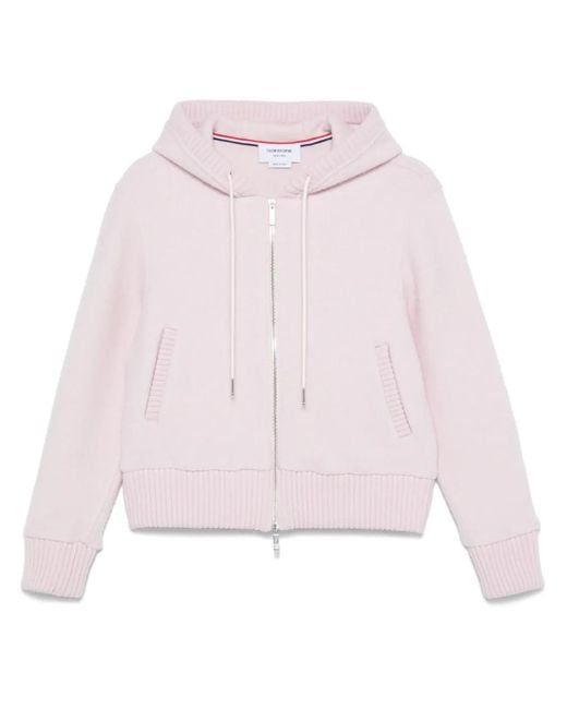 Thom Browne Pink Zip-Up Wool Hoodie