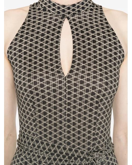 Siyu Gray Geometric-Print Jumpsuit