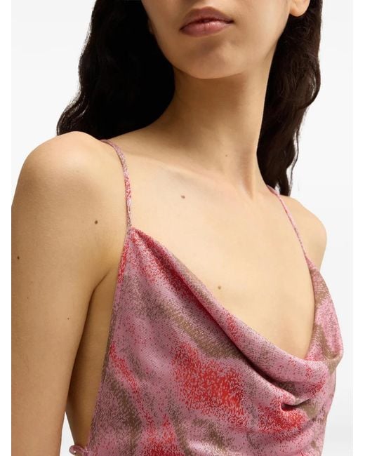 MACCAPANI Pink Ita Cowl-Neck Backless Dress