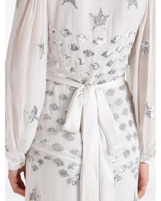 Temperley London White Etoile Sequin-Star Wrap Dress