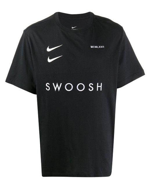 Nike Black Double Swoosh Embroidered T-shirt for men