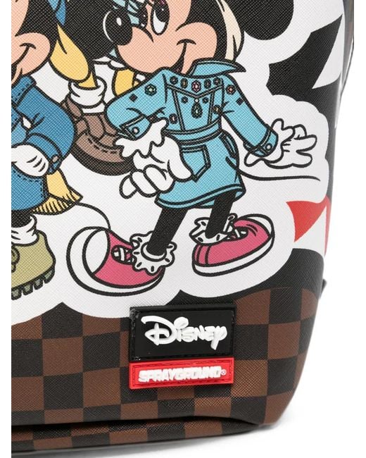 Sprayground Red Check-Print Disney Mickey & Friends Backpack for men