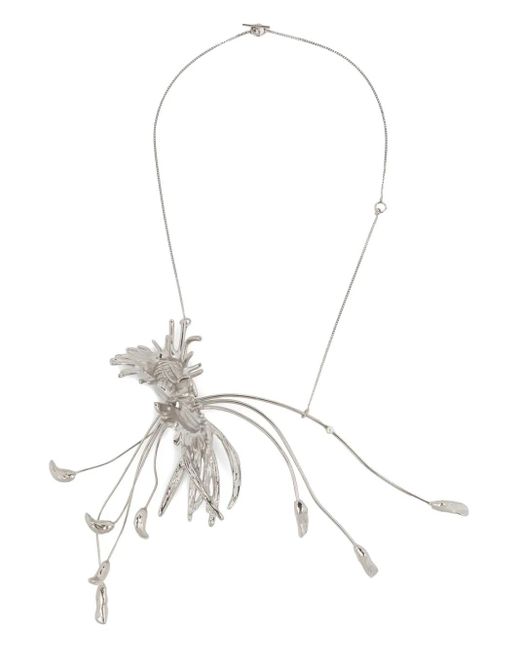 Dries Van Noten White Halskette Mit Blumenmotiv