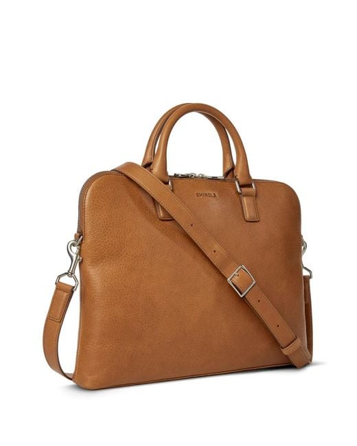 Shinola Brown Leather Briefcase for men