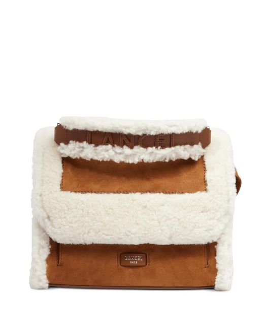 Lancel Brown Mini Sheepskin Cross Bag